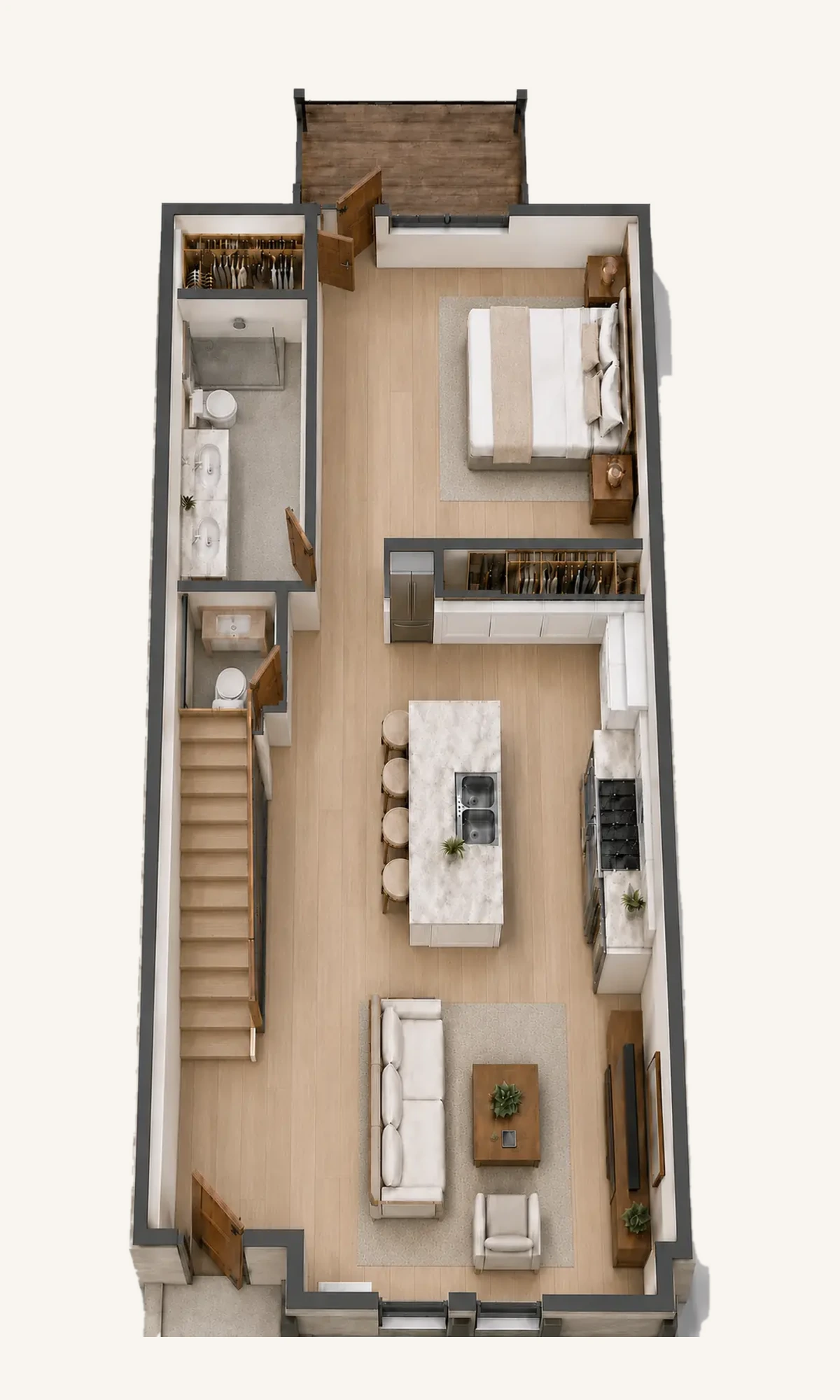 Plan A first floor furnished rendering